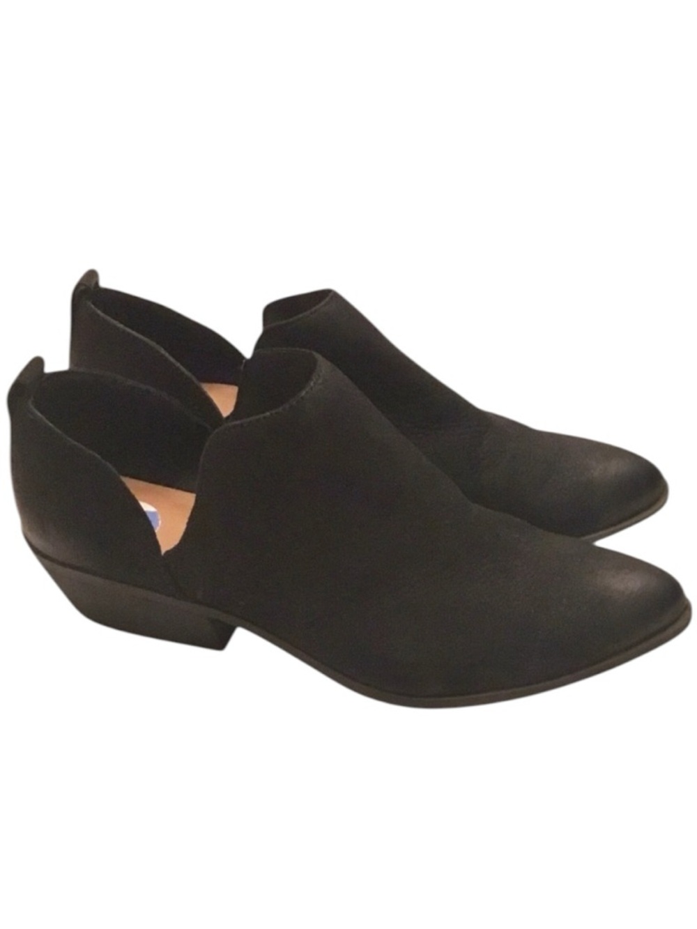 Frye Rowen Black Ankle Bootie Nubuck Leather V Cut Side Slip on Shootie Size 7.5